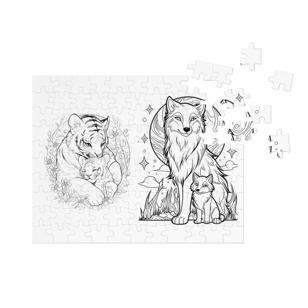 Colorable Animal Art Jigsaw Puzzle – 30 Pieces in Tin Box