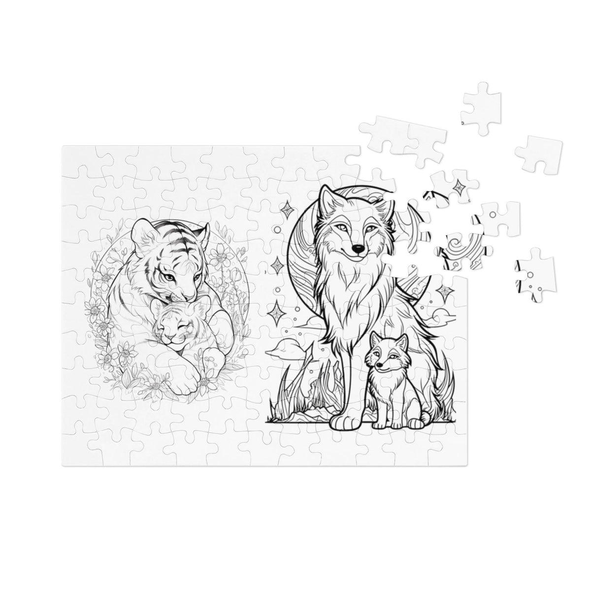 Colorable Animal Art Jigsaw Puzzle – 30 Pieces in Tin Box