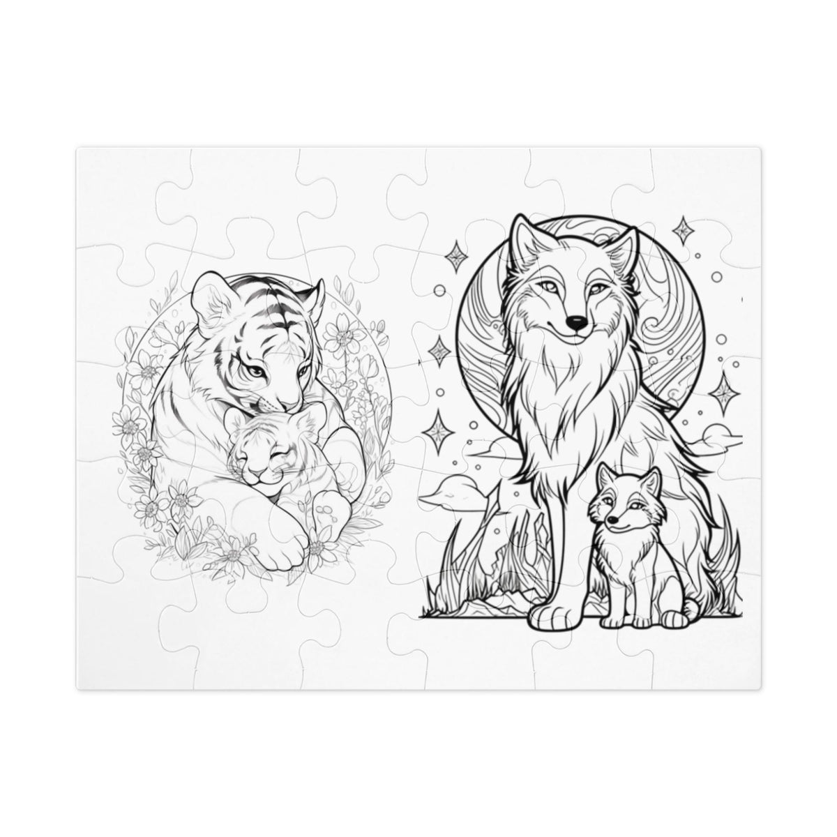 Colorable Animal Art Jigsaw Puzzle – 30 Pieces in Tin Box