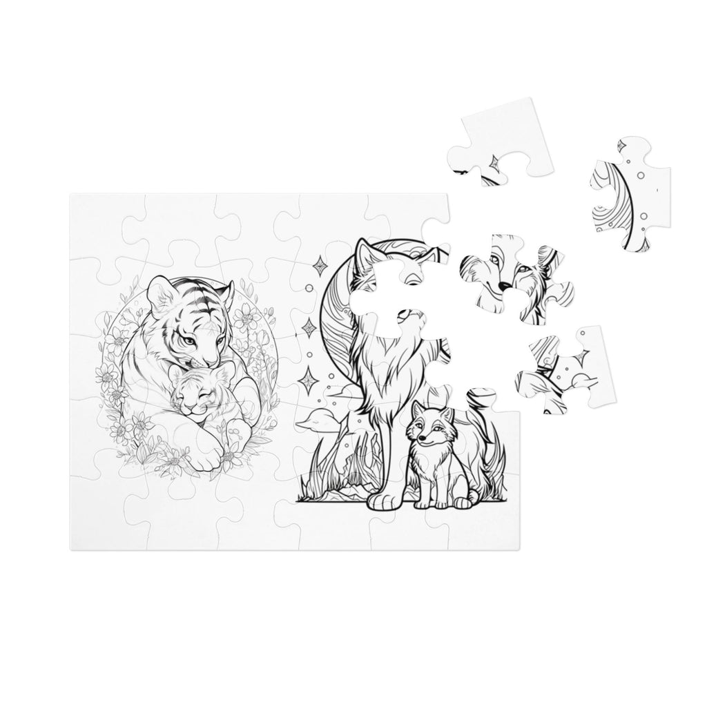 Colorable Animal Art Jigsaw Puzzle – 30 Pieces in Tin Box