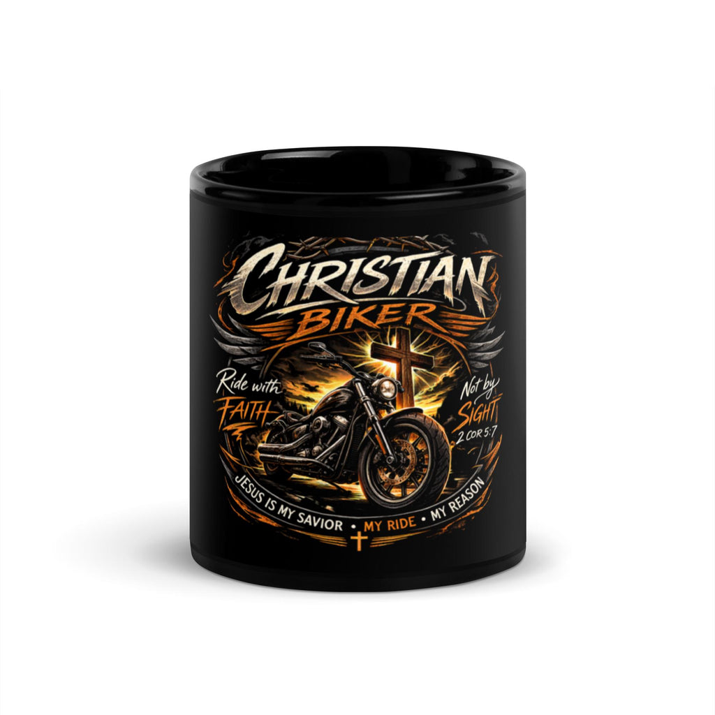 "Ride with Faith" Christian Biker Ceramic Mug – 11 oz | Motorcycle Gift