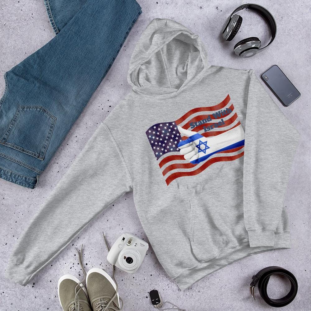 Stand With Israel American Flag & Star of David Unisex Hoodie | Patriotic Christian Gift