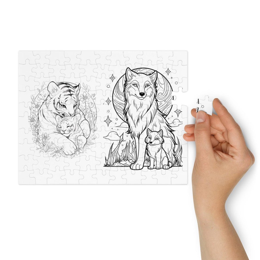 Colorable Animal Art Jigsaw Puzzle – 30 Pieces in Tin Box