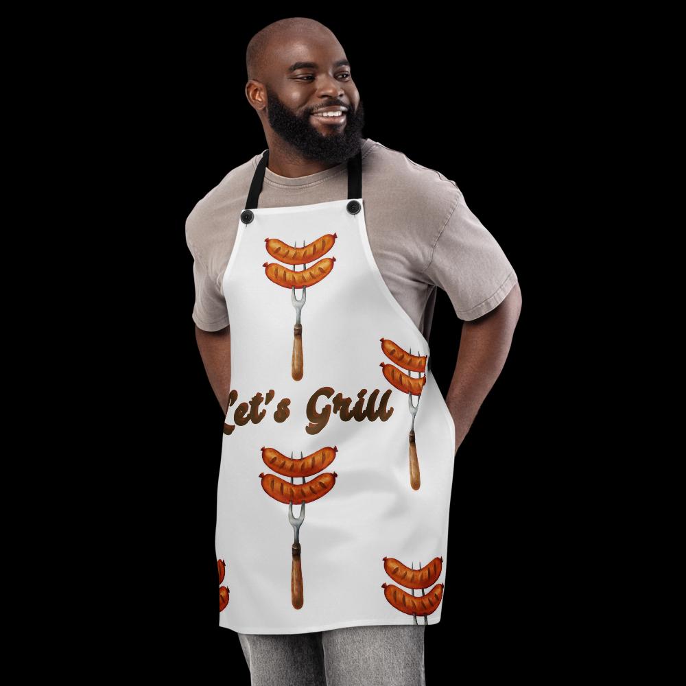"Let's Grill" Hot Dogs on Forks Apron | Funny BBQ & Grilling Gift
