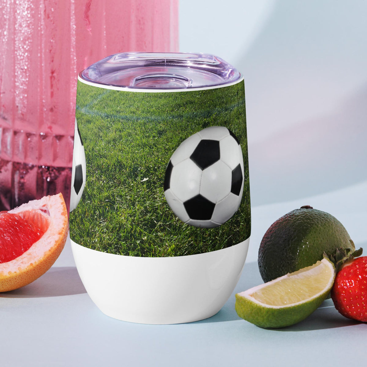 Soccer Balls Wine Tumbler – 12 oz | Soccer Lover Gift
