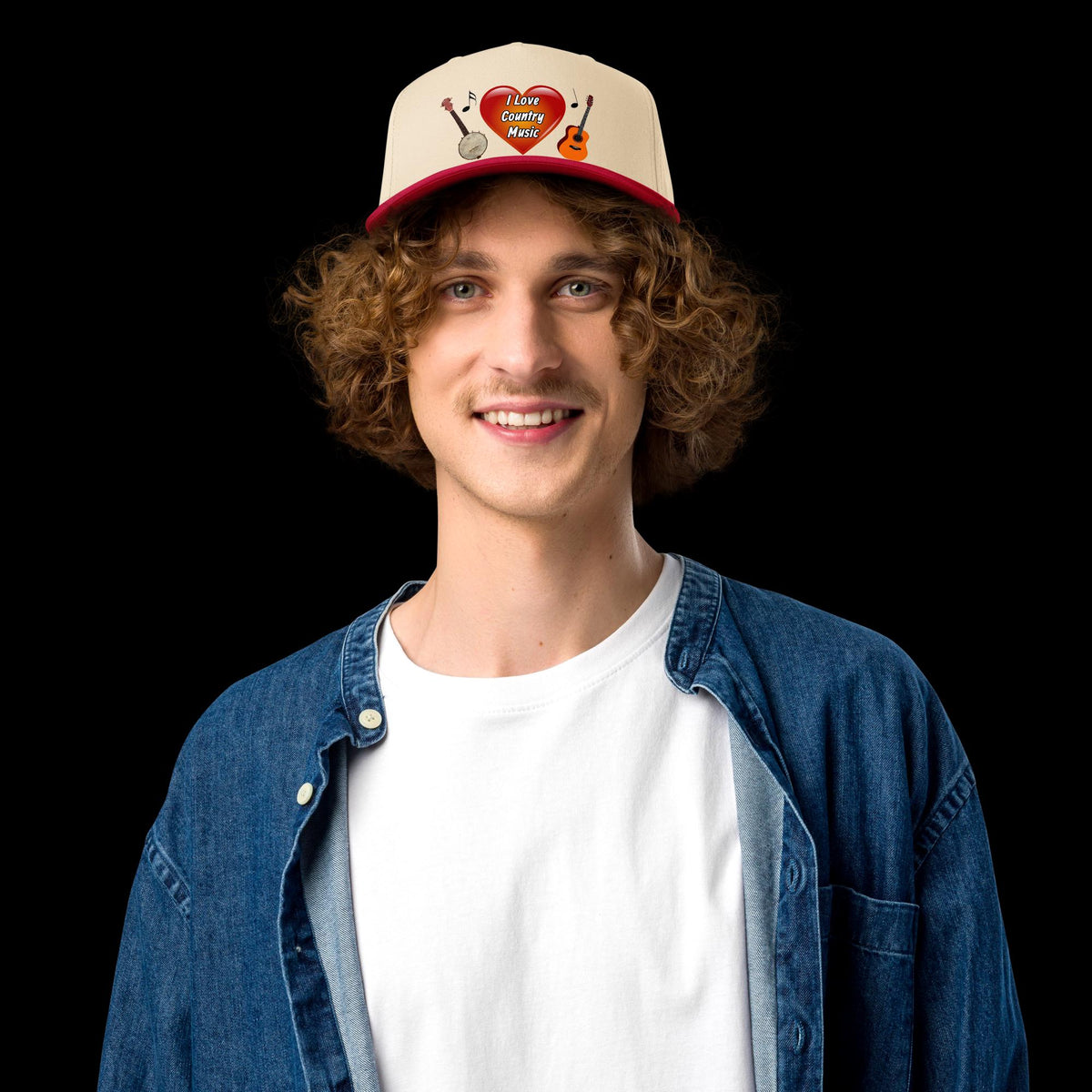 Country Music Guitar & Banjo Heart 5 Panel Cap | Country Music Gift