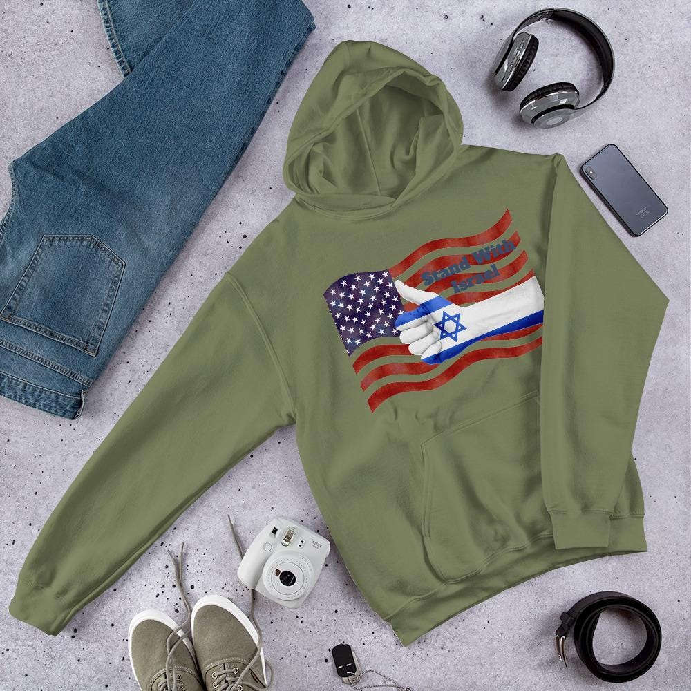 Stand With Israel American Flag & Star of David Unisex Hoodie | Patriotic Christian Gift