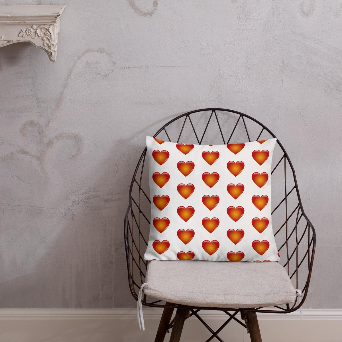 Heart Pattern Pillow: Linen Feel, Machine Washable