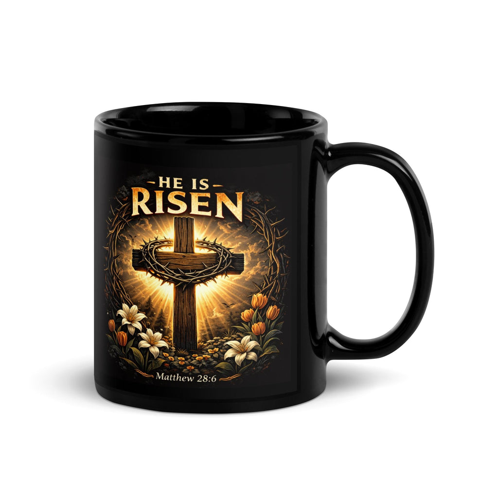 "He Is Risen" Cross & Crown of Thorns Ceramic Mug | Easter Christian Gift