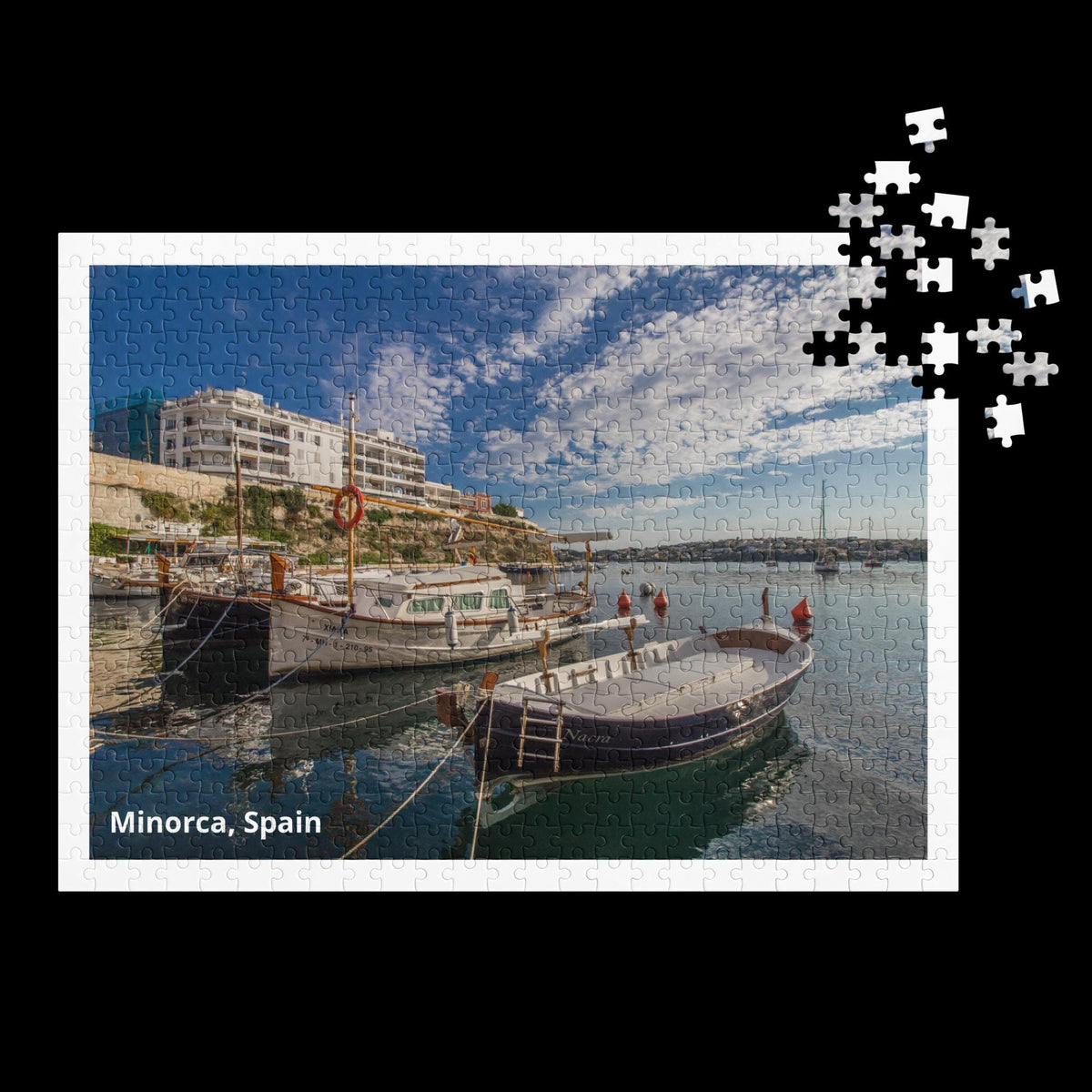 Minorca Spain Harbor Boats Jigsaw Puzzle – 500 Pieces in Tin Box