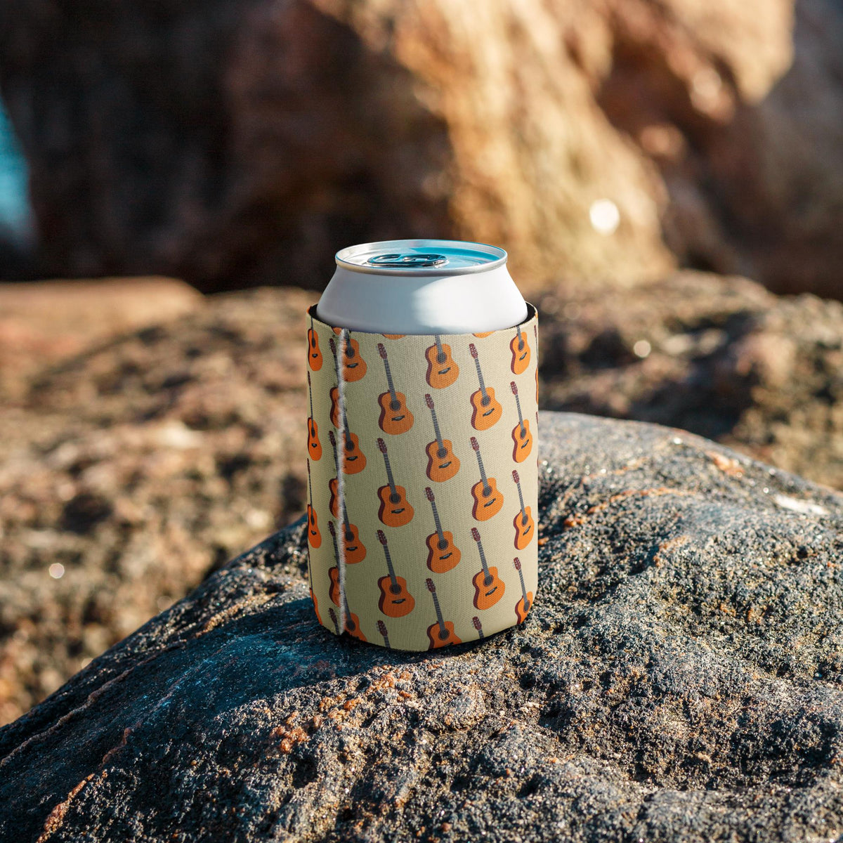 Guitar Pattern Can Cooler – Neoprene, Musician Gift