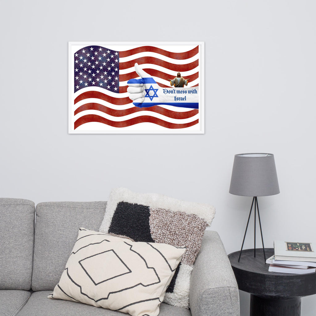 American Flag & Israel Framed Poster – 24×36" | Stand With Israel Wall Art