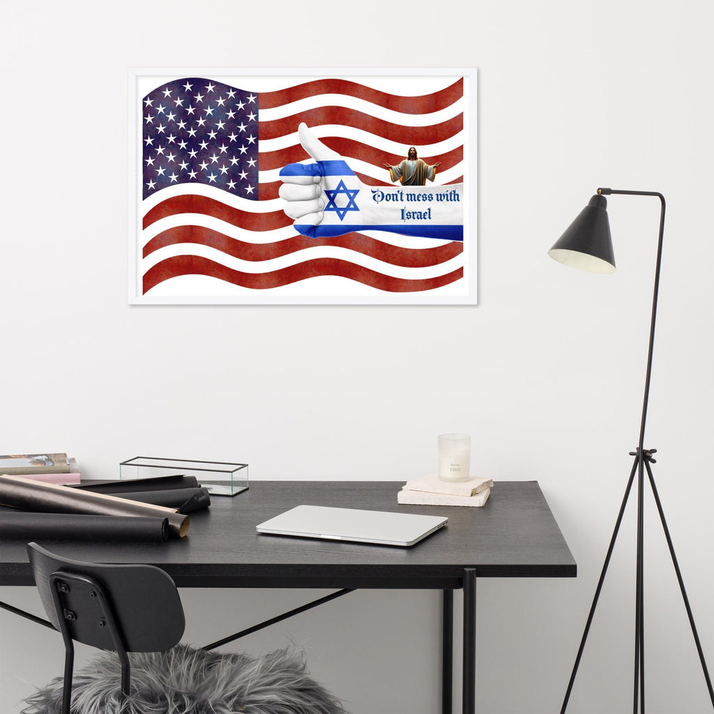 American Flag & Israel Framed Poster – 24×36" | Stand With Israel Wall Art