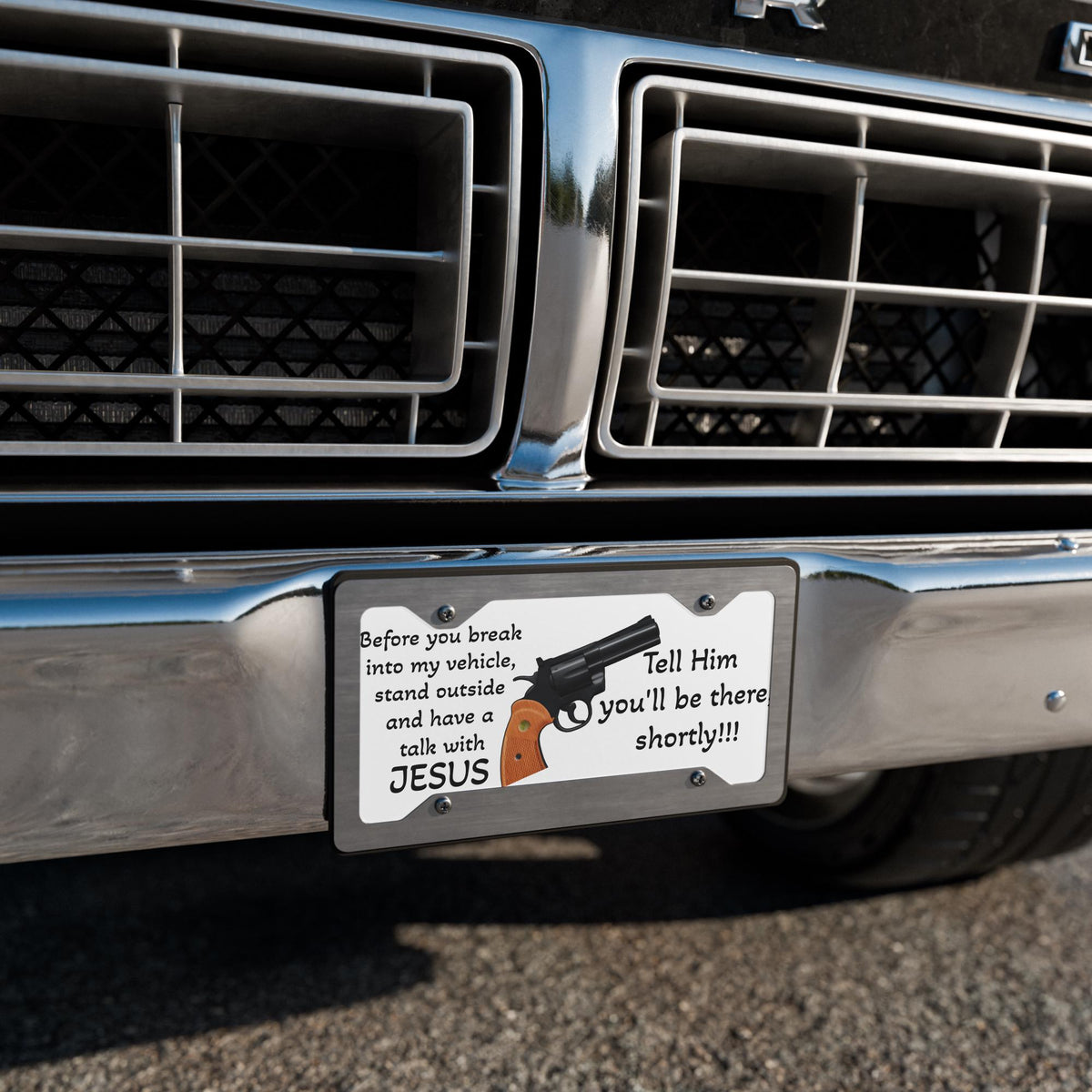 Warning to Criminals Vanity License Plate | Car Break-In Deterrent