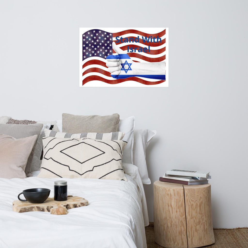 Stand With Israel Poster – American Flag & Star of David | 24×36" Wall Art