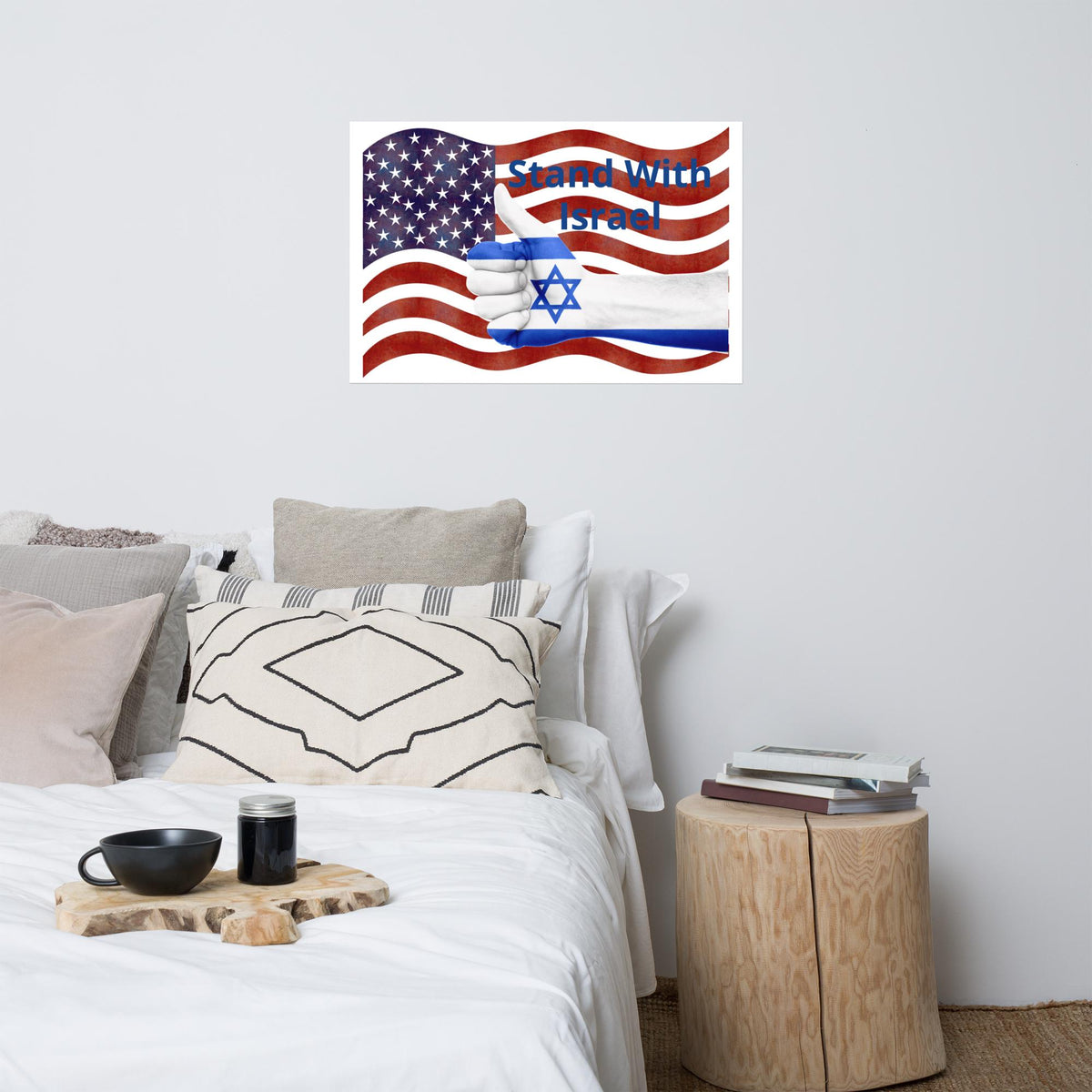 Stand With Israel Poster – American Flag & Star of David | 24×36" Wall Art