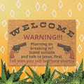 "Warning to Criminals" Coir Doormat – 24×16" | Funny Home Security Gift