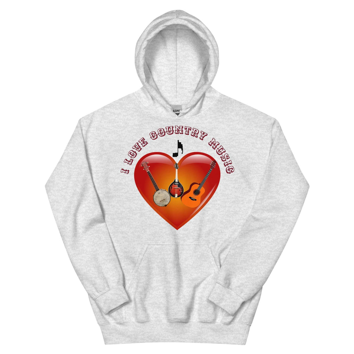 "I Love Country Music" Guitar, Mandolin & Banjo Unisex Hoodie | Country Music Gift