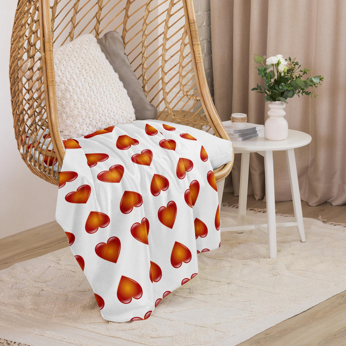 60"x 80", 50"x 60", or 37"x 57" Sherpa Blanket With Heart Design