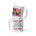 Charlie Kirk American Flag & Jesus White Glossy Mug – 11 oz | Patriotic Conservative Gift