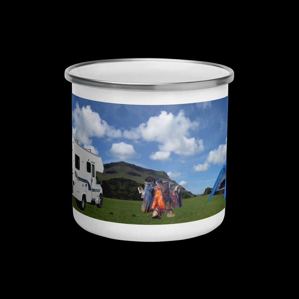 RV & Tent Campfire Enamel Mug – 12 oz | Camping Gift