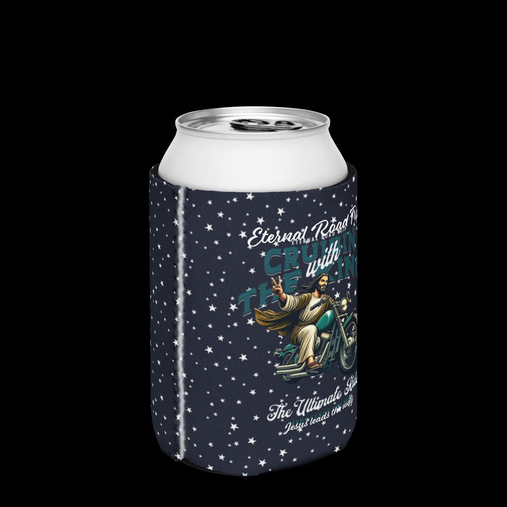 "Eternal Road Trip" Jesus Motorcycle Can Cooler – 12 oz