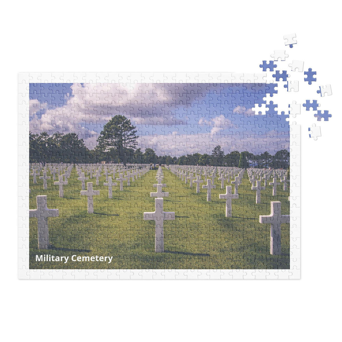Military Cemetery Jigsaw Puzzle – 500 Pieces | Tin Box Patriotic Gift