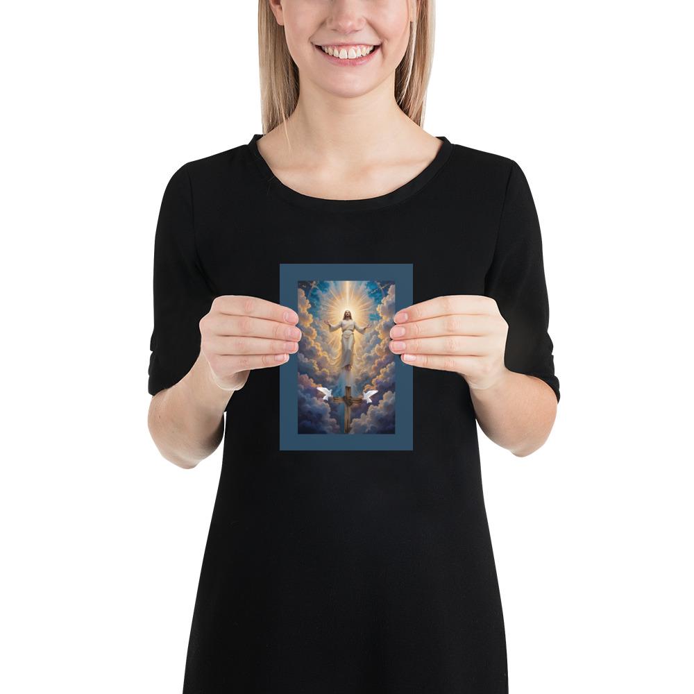 Jesus Ascending From the Cross to Heaven Photo Poster | Christian Wall Art Gift