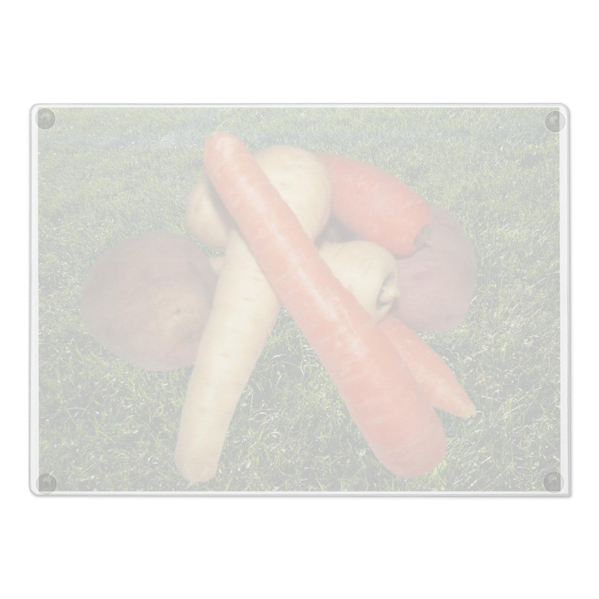 Vegetables & Grass Background Glass Cutting Board – 11×15" | Kitchen Gift for Cooks
