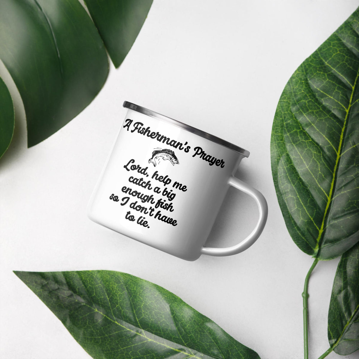 "A Fisherman's Prayer" Enamel Mug – 12 oz | Fishing & Camping Gift