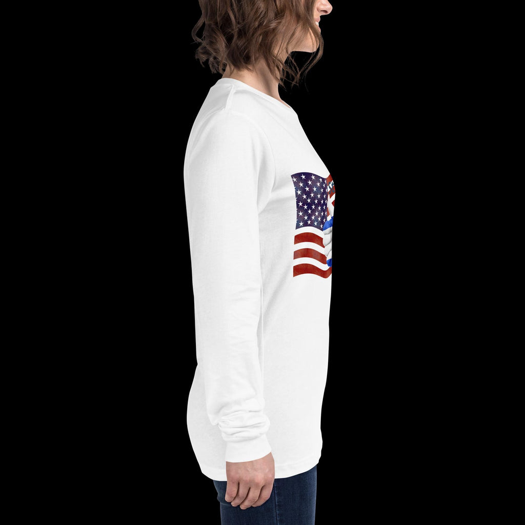 Stand With Israel American Flag & Star of David Long Sleeve Tee | Patriotic Christian Gift