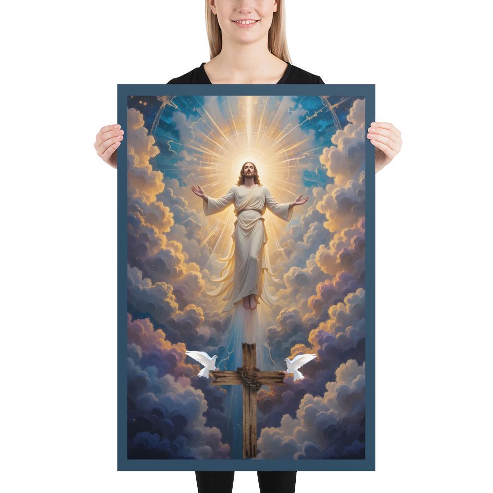 Jesus Ascending From the Cross to Heaven Photo Poster | Christian Wall Art Gift