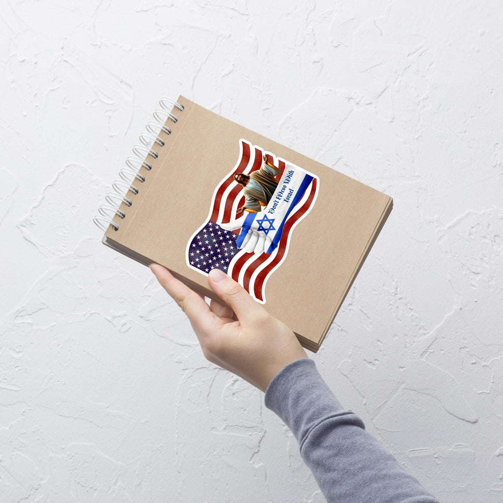 Israel Pride Sticker – American Flag, Jesus & Star of David | 5×5" Faith Sticker