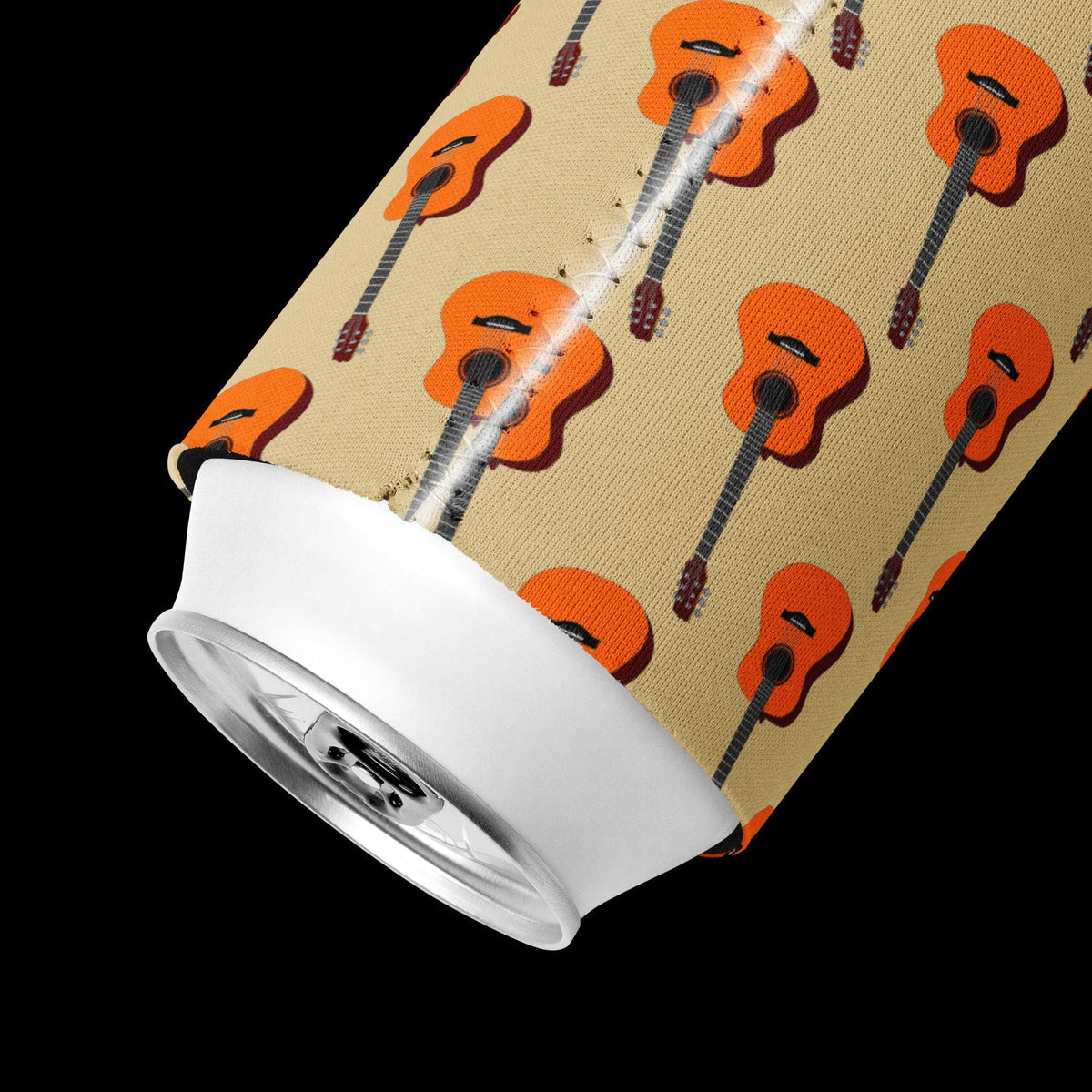 Guitar Pattern Can Cooler – Neoprene, Musician Gift