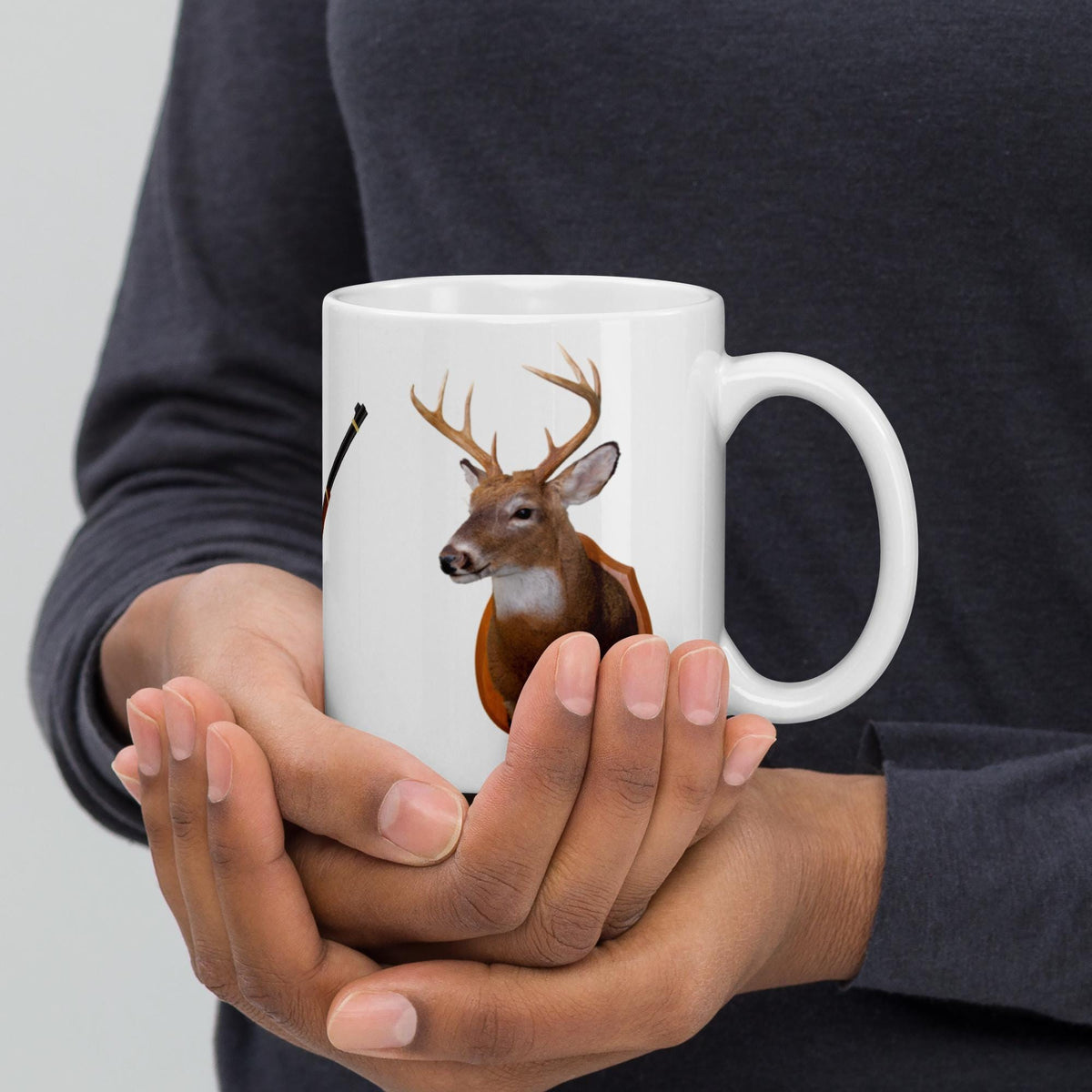 Deer Head & Hunting Rifle Ceramic Mug – 11 oz | Hunter's Gift