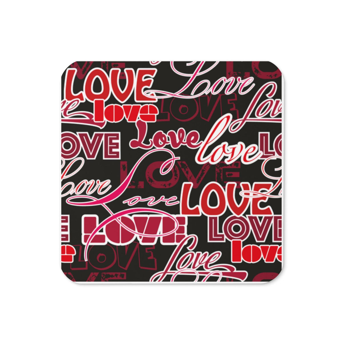 All-Over Love Design Cork-Back Coaster | Gift for Couples & Love Lovers