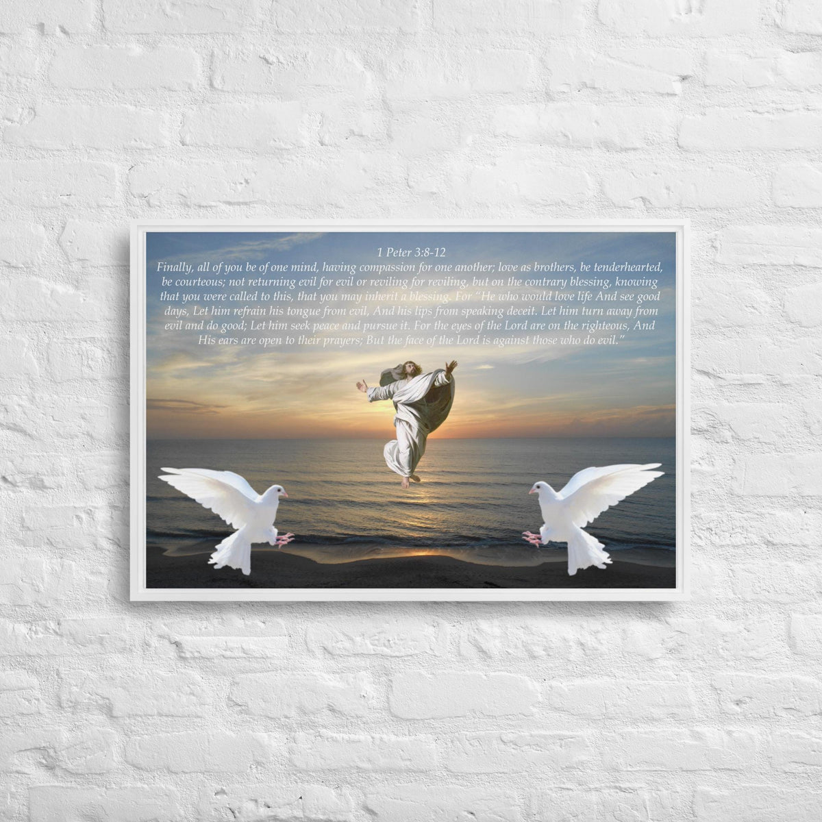 20"x30" Framed Canvas: Jesus on Water