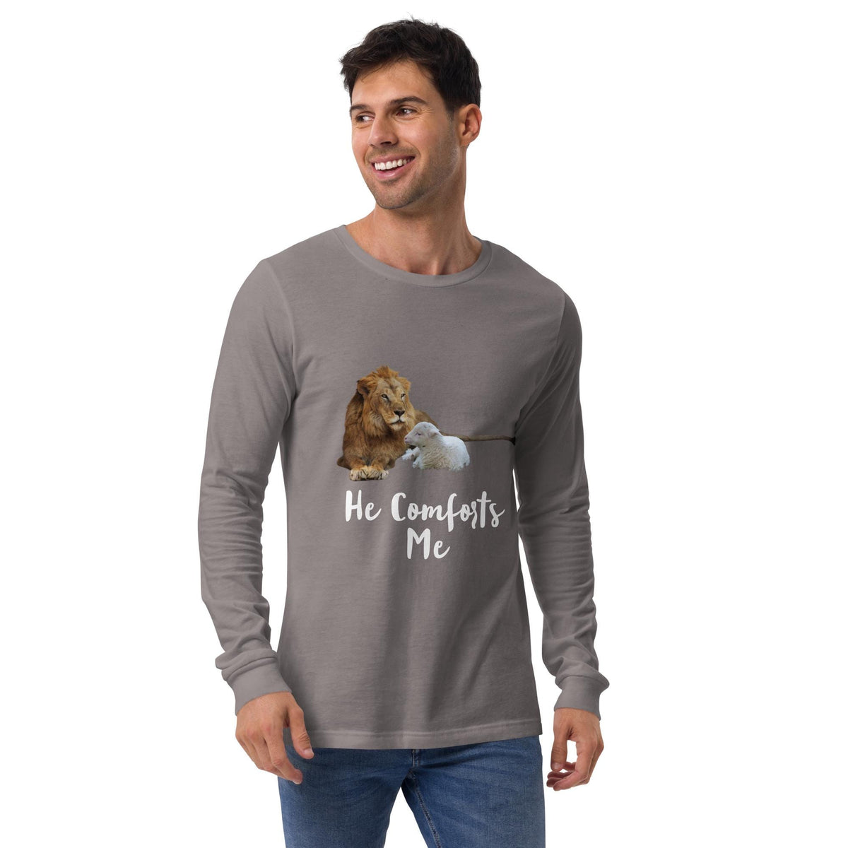 "He Comforts Me" Unisex Long Sleeve Tee | Christian Faith Gift