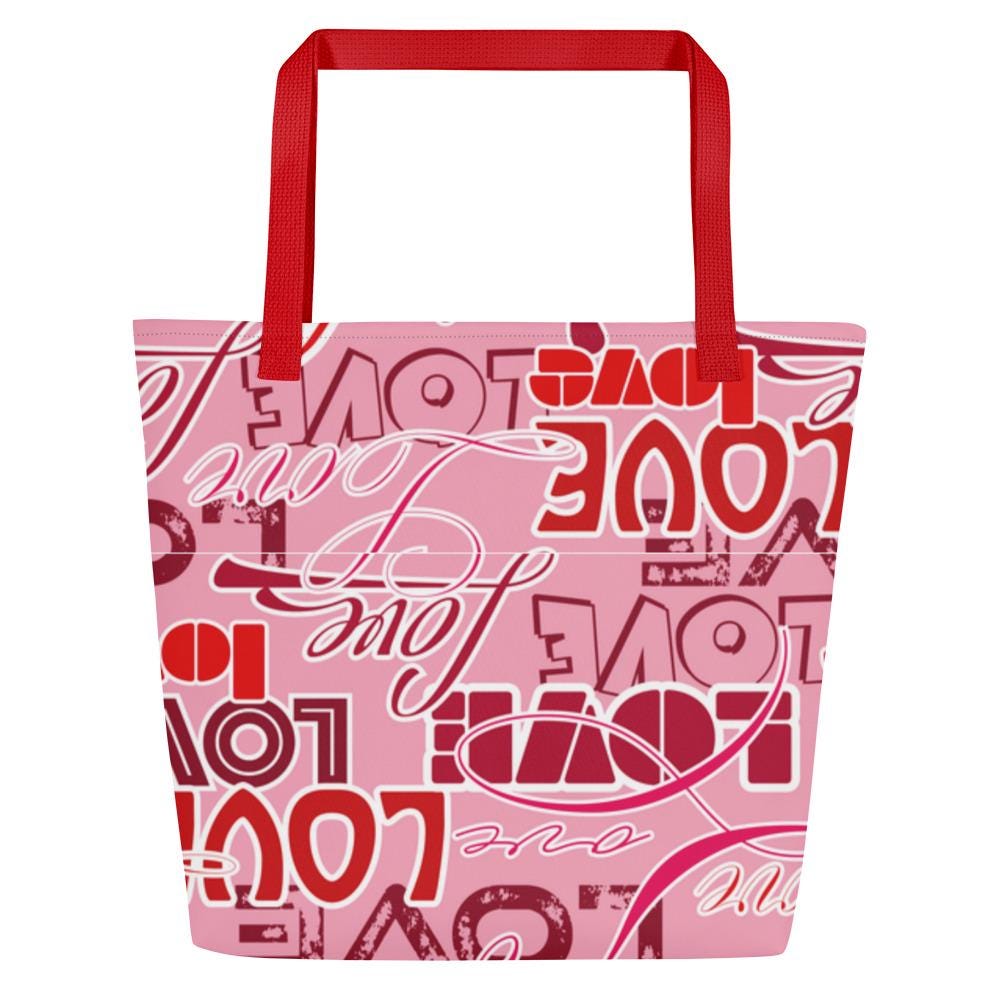 Love Words All-Over Print Large Tote Bag – Gift for Her