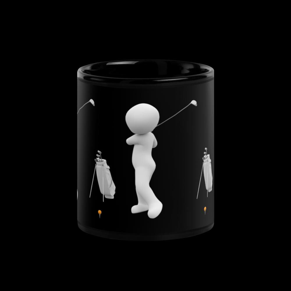 Golf Characters Black Glossy Mug – 11 oz | Funny Golfer Gift