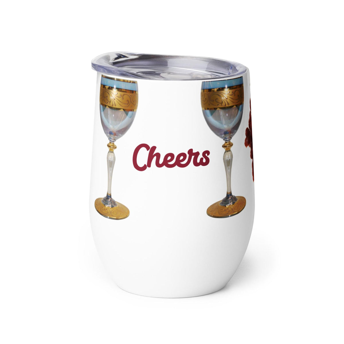Grapes & Wine Glasses Stainless Steel Wine Tumbler – 12 oz Gift