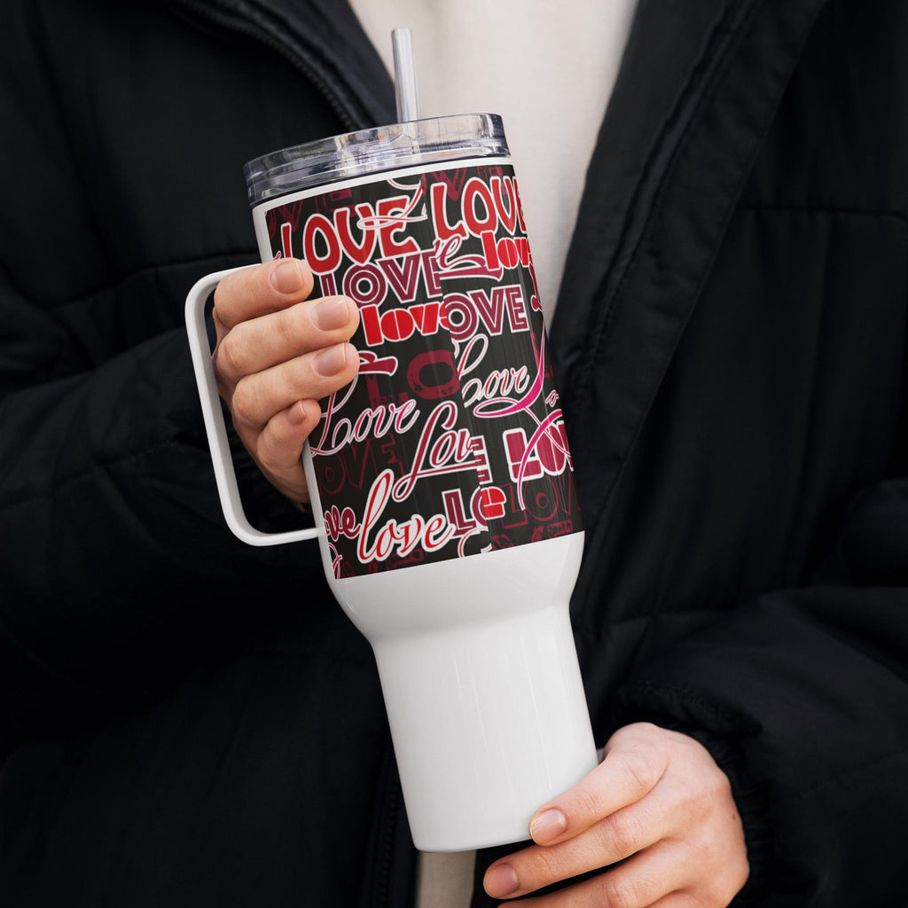 Love Words All-Over Print Travel Mug with Handle – 25 or 40 oz
