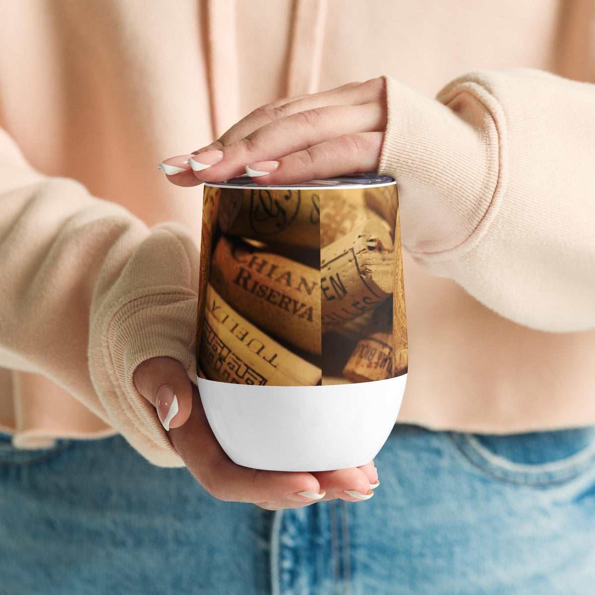 Cork Design Stainless Steel Wine Tumbler – 12 oz Insulated Party Cup
