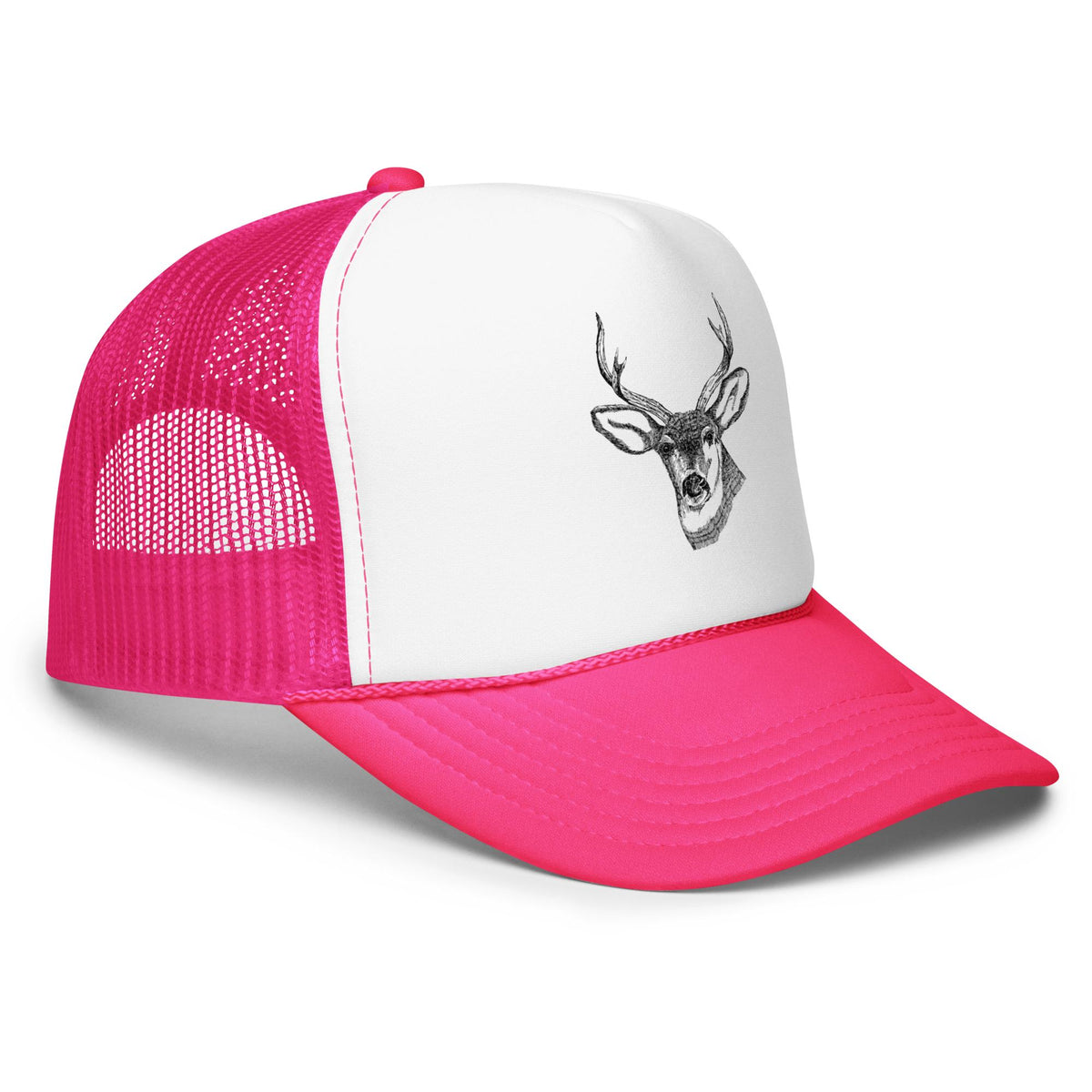 Deer Head Foam Trucker Hat – Orange & White Hunter's Cap