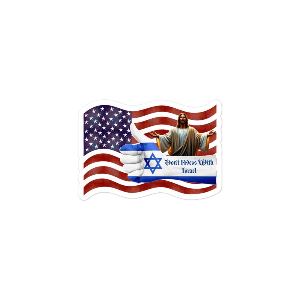 Israel Pride Sticker – American Flag, Jesus & Star of David | 5×5" Faith Sticker