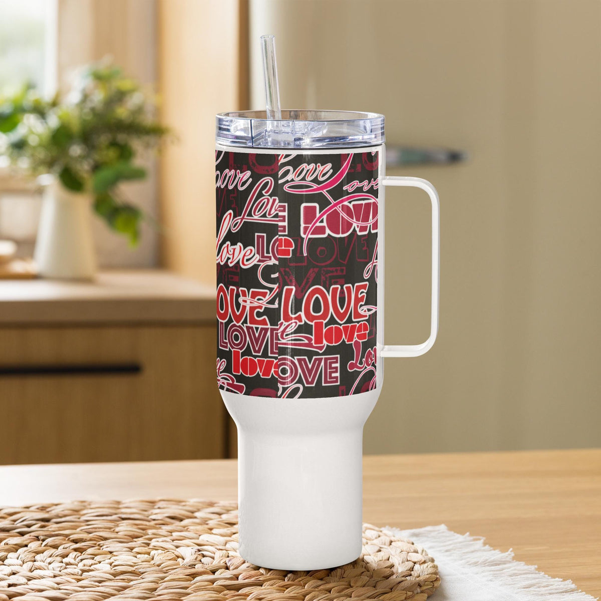 Love Words All-Over Print Travel Mug with Handle – 25 or 40 oz