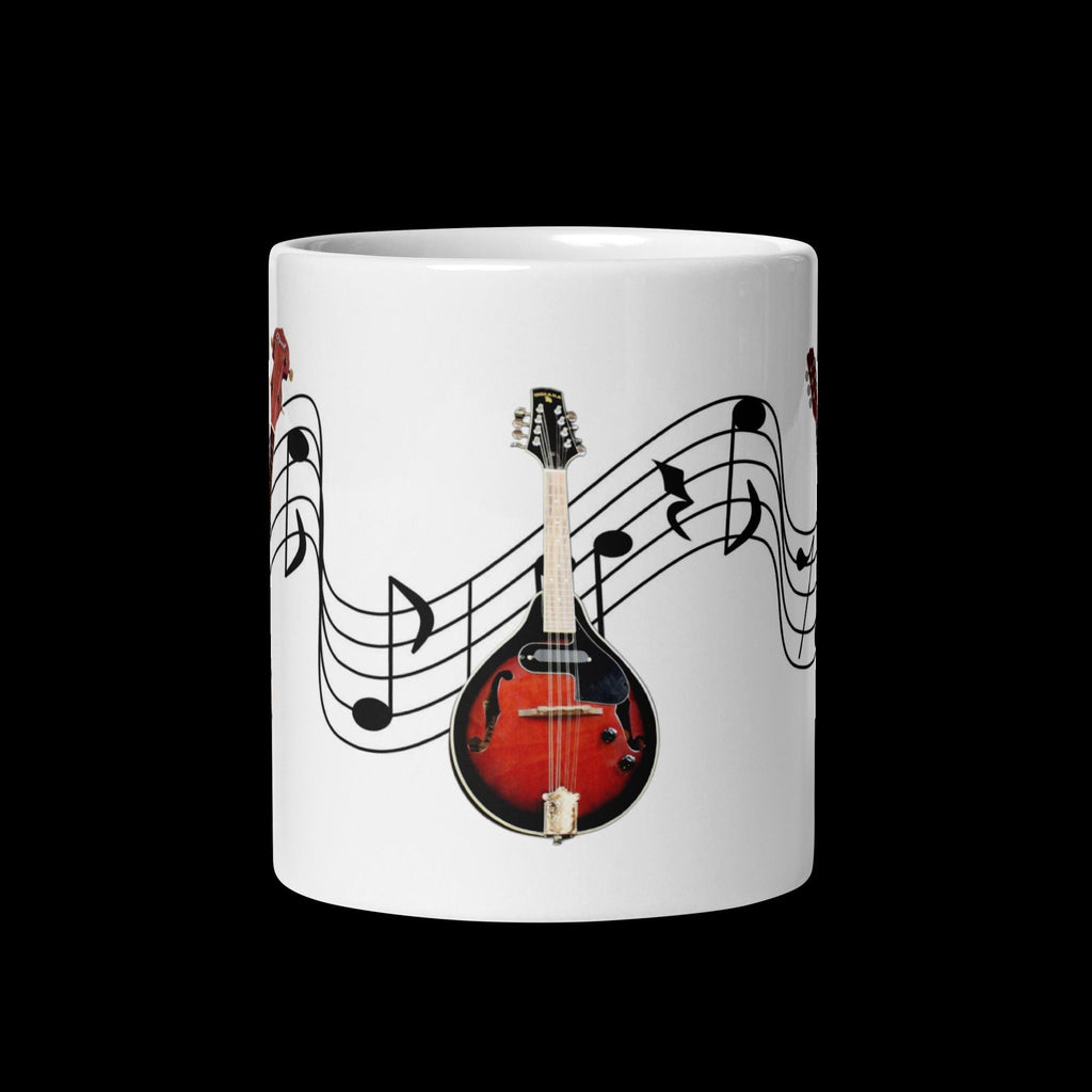 Banjo, Mandolin & Guitar Music Notes White Glossy Mug – 11 oz | Music Lover Gift