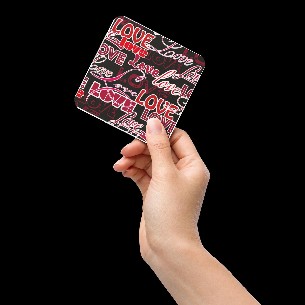 All-Over Love Design Cork-Back Coaster | Gift for Couples & Love Lovers