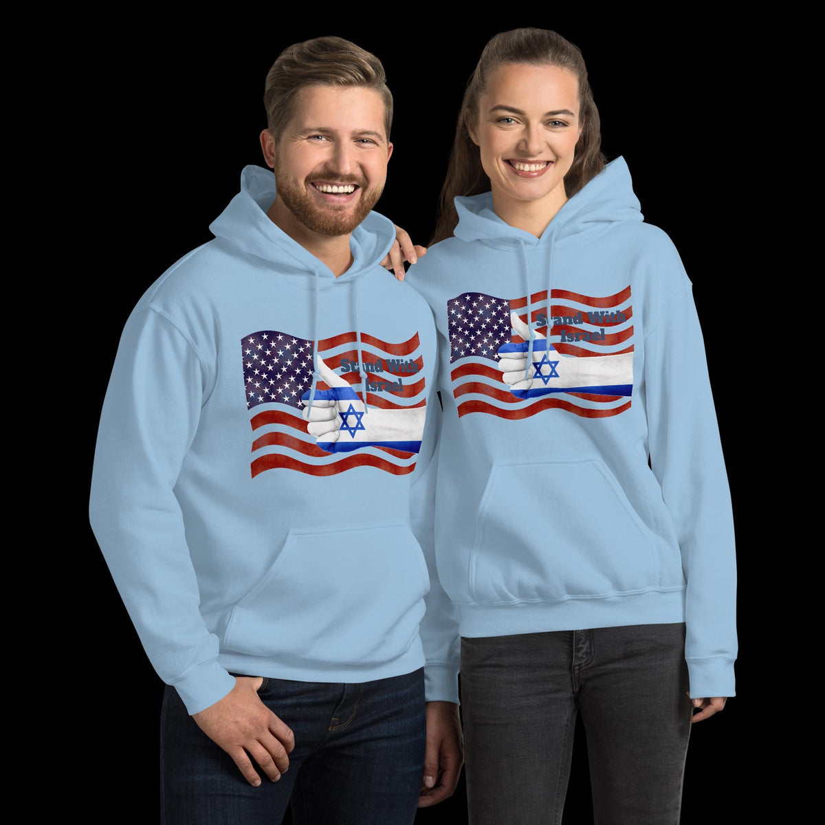 Stand With Israel American Flag & Star of David Unisex Hoodie | Patriotic Christian Gift