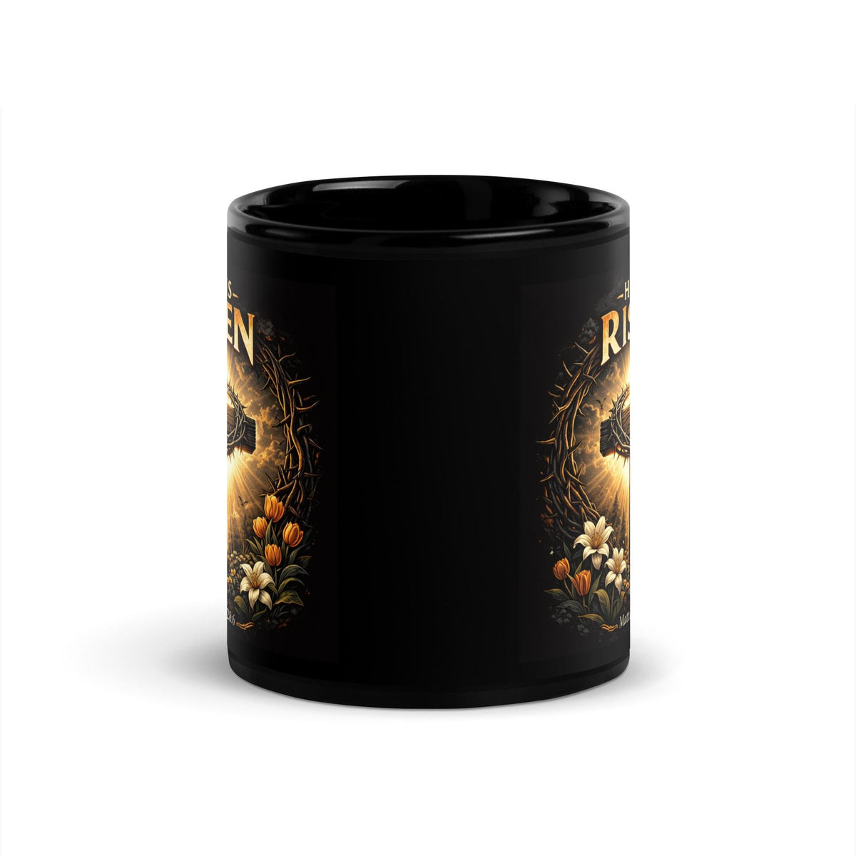 "He Is Risen" Cross & Crown of Thorns Ceramic Mug | Easter Christian Gift